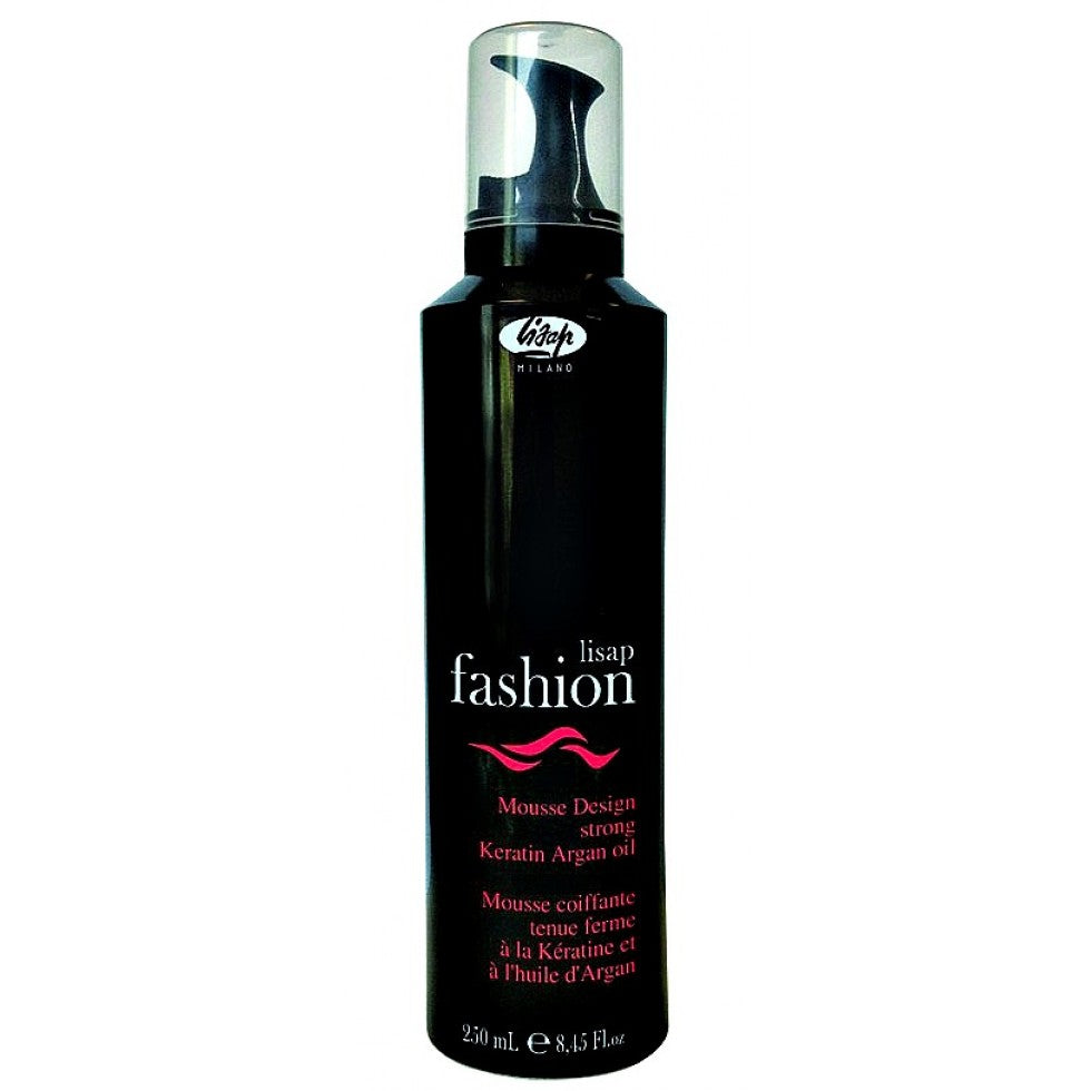 Lisap fashion design mousse coiffante tenue ferme à la kératine et à l'huile d'argan.