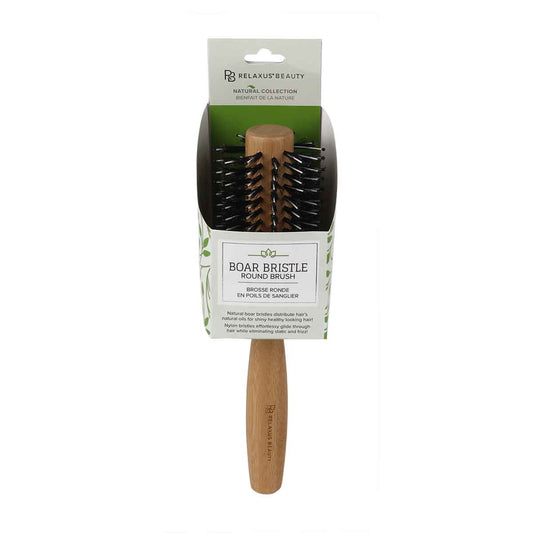 Brosse ronde en bambou poils de sanglier et nylon